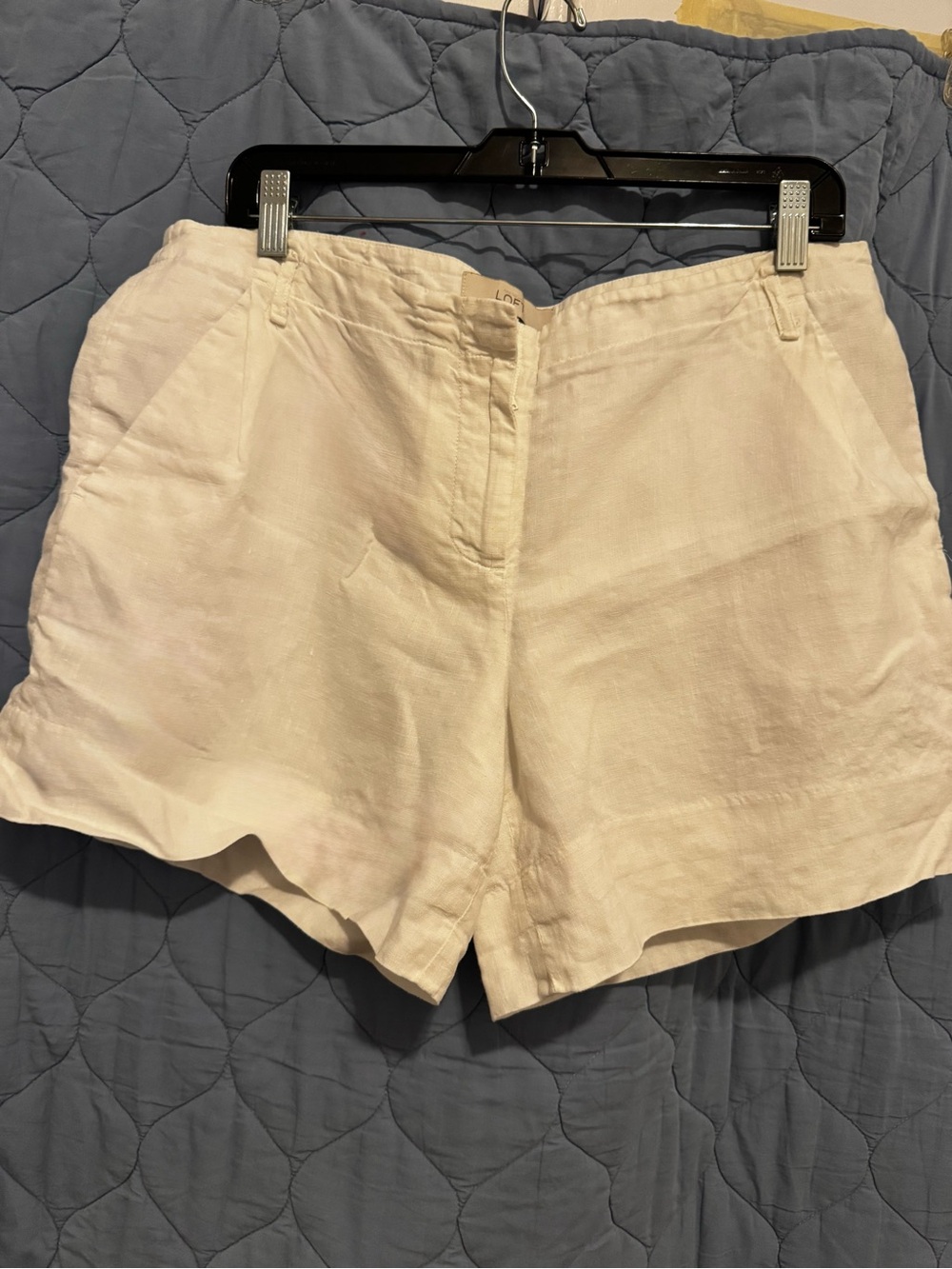 LOFT Cream Linen-Blend High-Rise Shorts